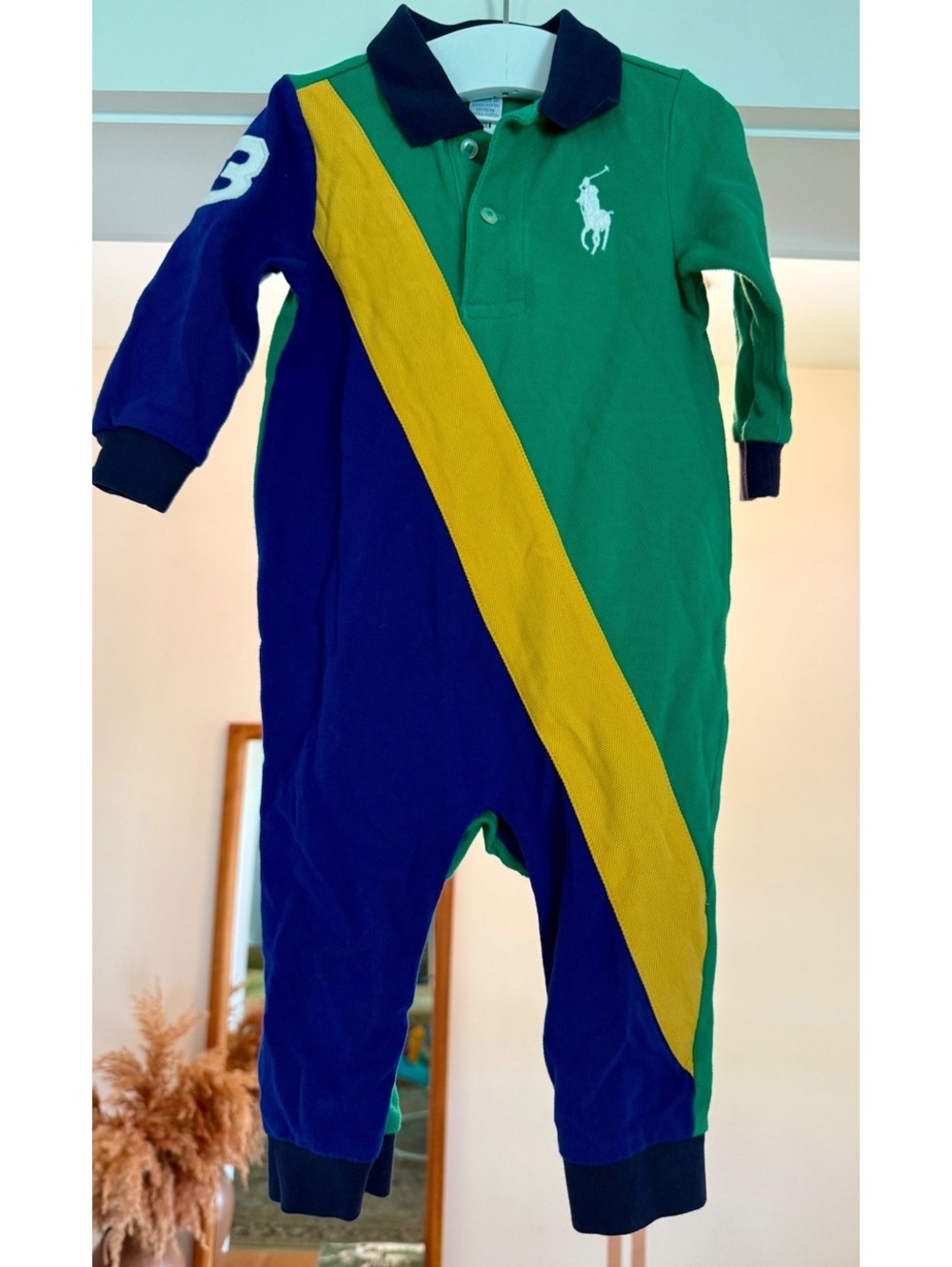 Polo Ralph Lauren Colorblock Romper Sz 9 Months EUC